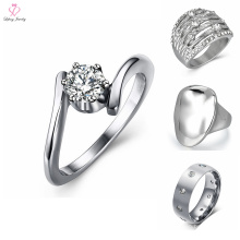 Diseños de anillo de plata de acero inoxidable personalizados para niña, anillo de plata de acero inoxidable
